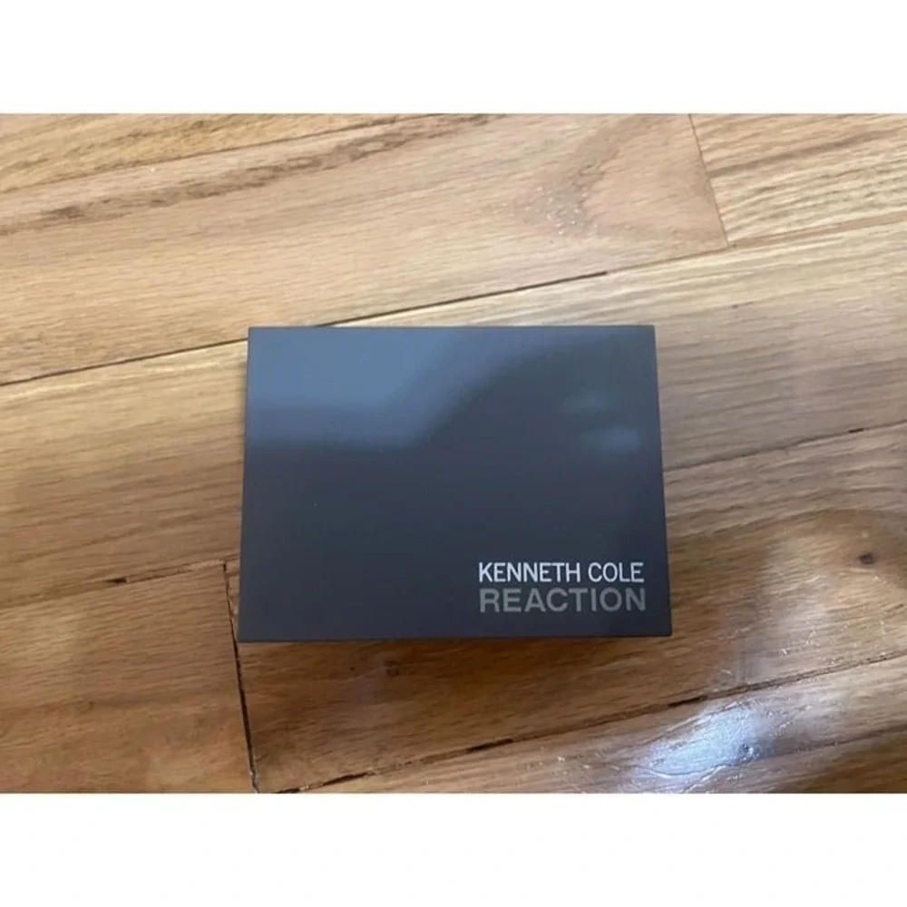 Kenneth Cole Reaction Cufflinks Silver Tone Metal with‎ Braided Black Accent